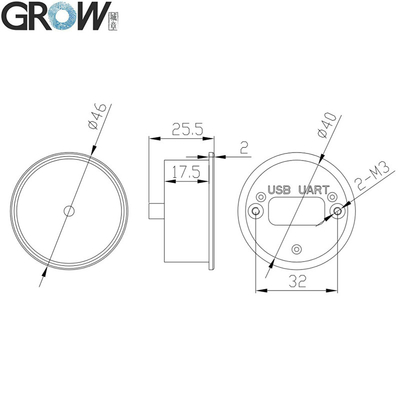 GROW GM73 Small Round Easy Installation USB UART 1D 2D QR Code Barcode Scanner Reader