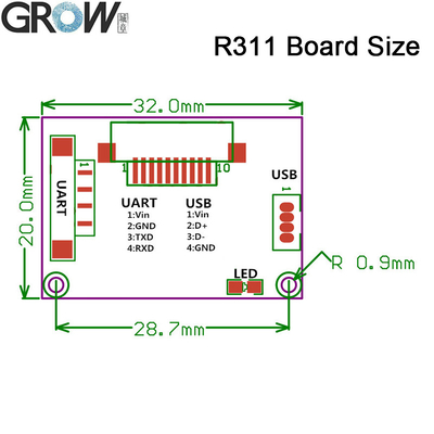 R311 Big Size Fingerprint Sensor Module DC 4.2-6.0V 1000 Capacity 40mA